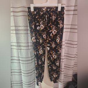 Floral Print Black Joggers